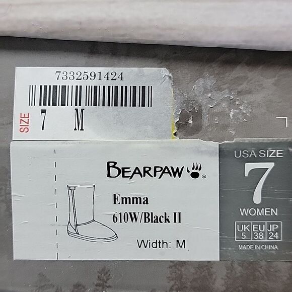 BEARPAW EMMA 610W/BLACK II FAUX FUR BOOTS, SIZE 7 - NEW IN BOX - Picture 10 of 12